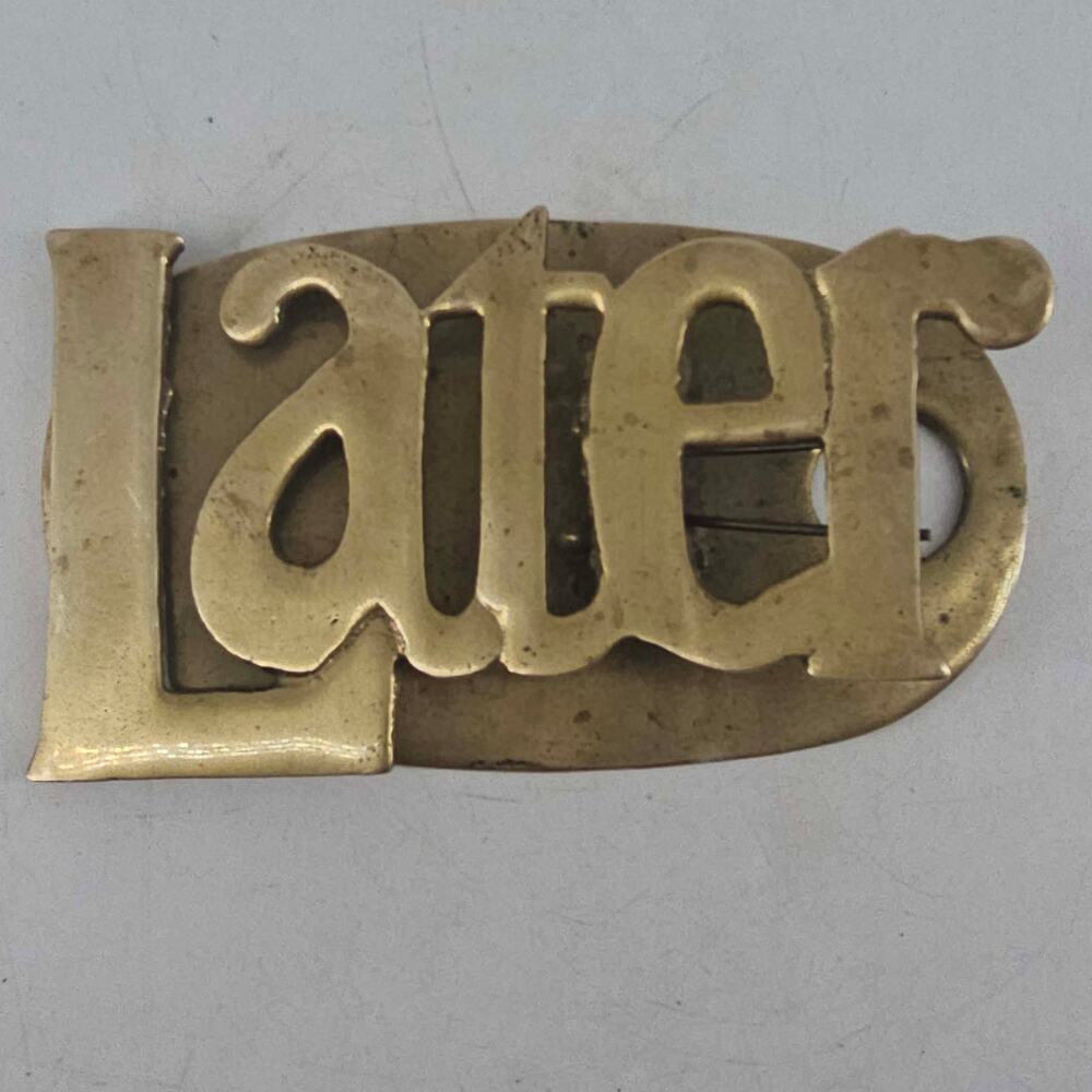 Vintage mid century spring loaded brass paperweight letter or memo clip
